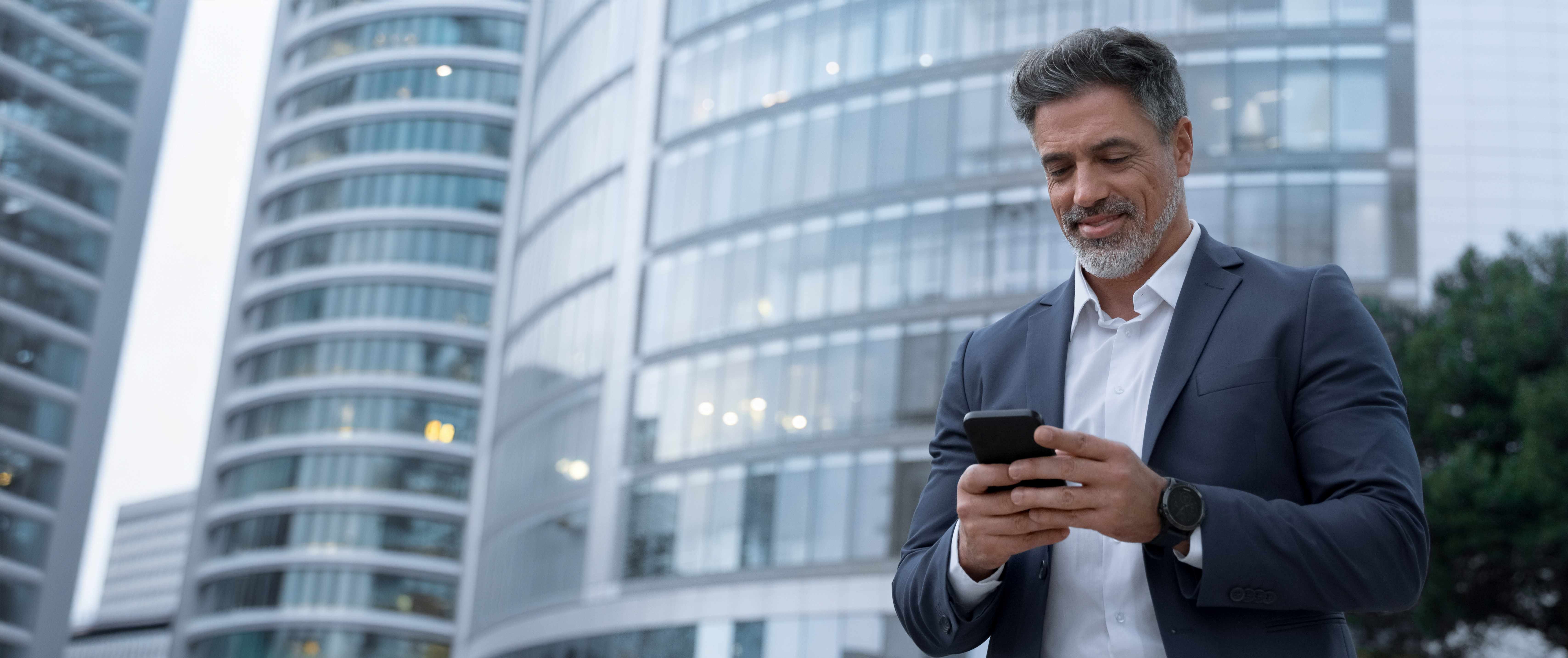 Man outside on a smartphone