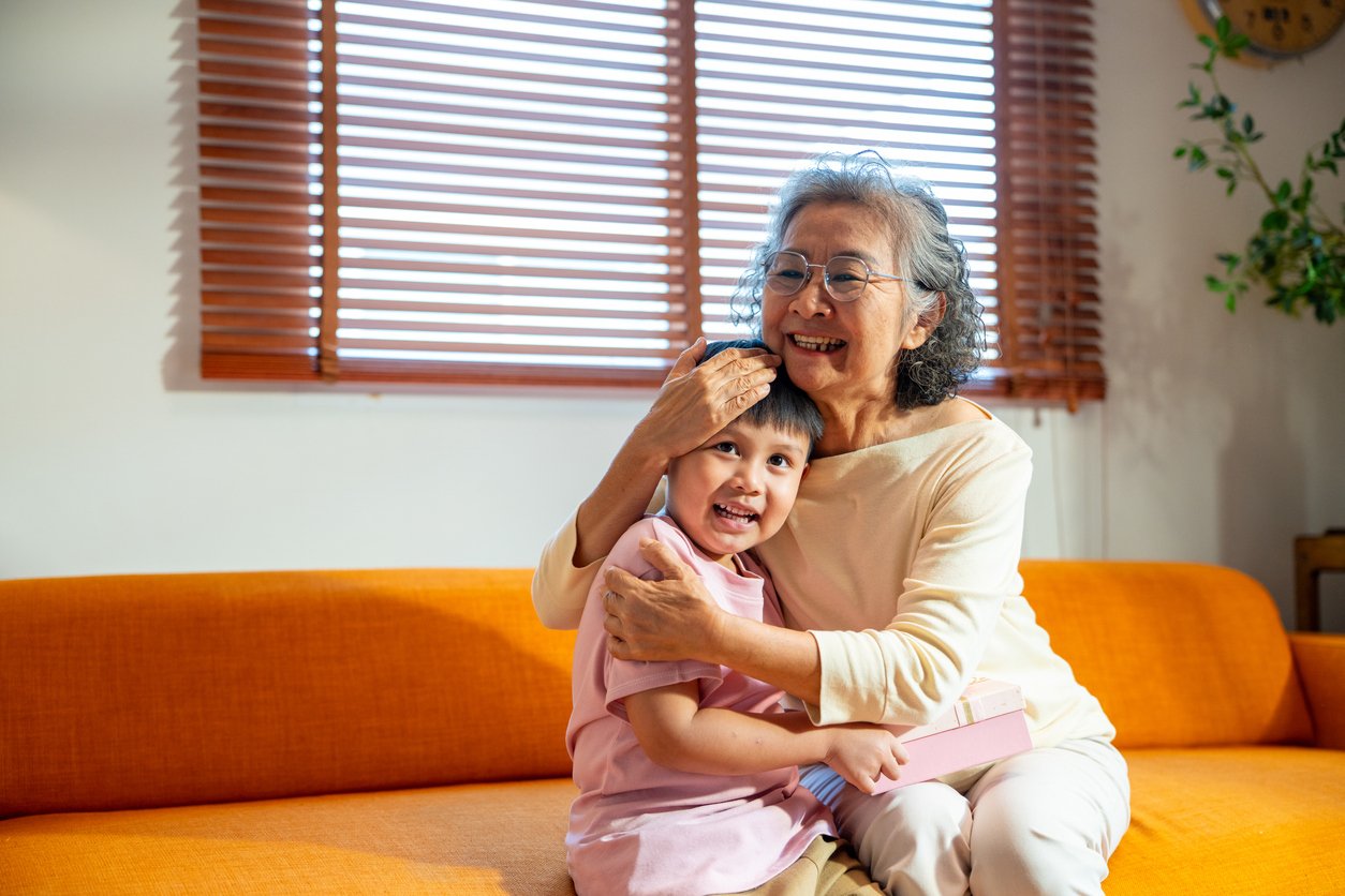 Asian family spending time together at home.