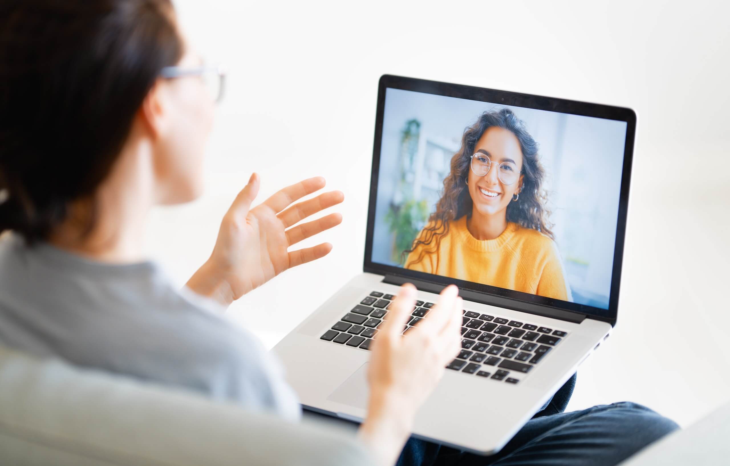 Lady on laptop on a video call