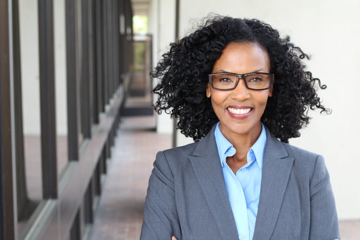 African business woman wearing glasses