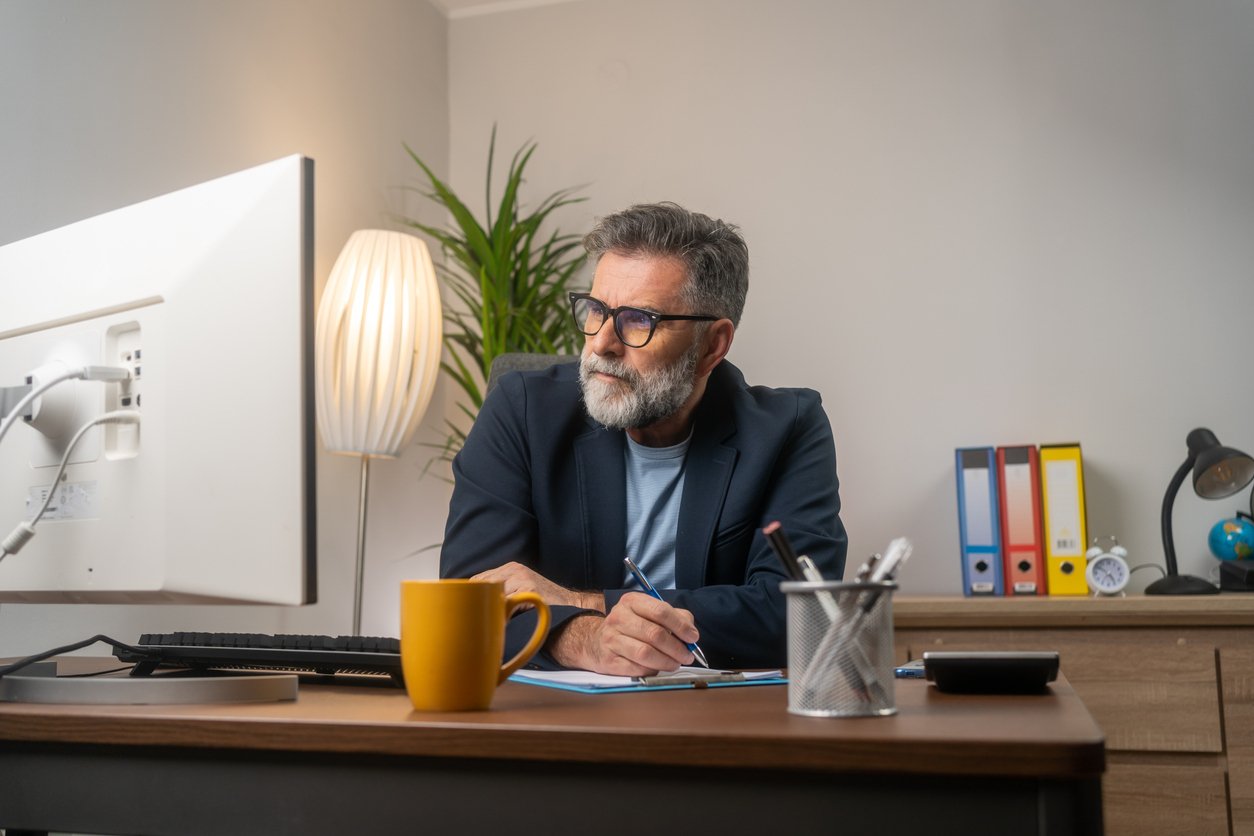 Man looking at computer
